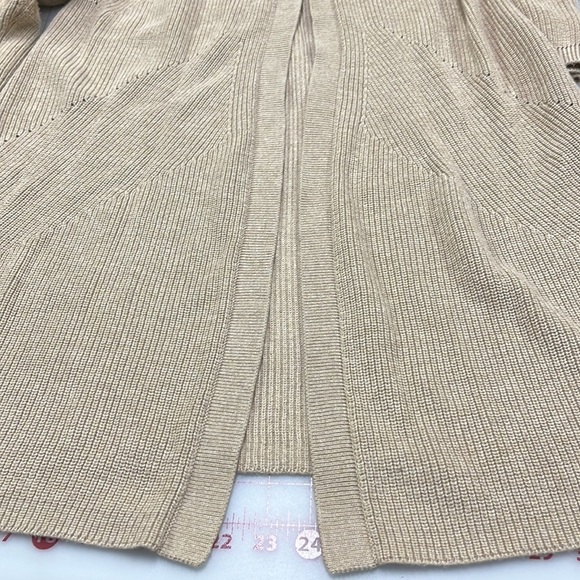 CABI Minimalist/Career Long Line V-Neck Long SLV Tan Cardigan Cotton Sweater M - Picture 11 of 16